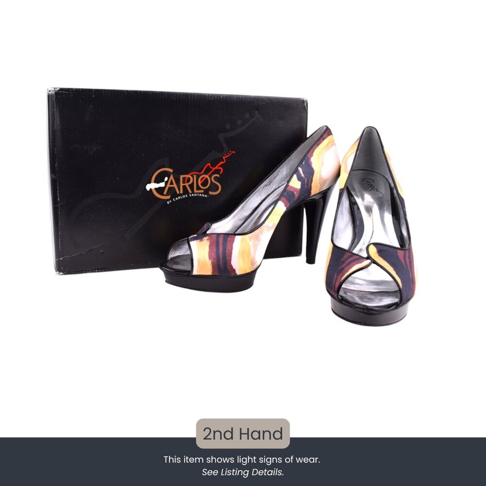 Carlos by Carlos Santana Pleasure Yellow Heels Size 9 Peep Toe Platform Pumps